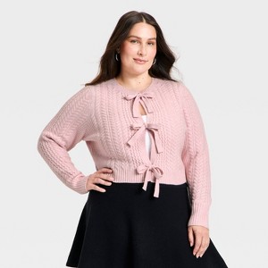 Women's Long Sleeve Bow Cardigan Sweater - A New Day™ - 1 of 3