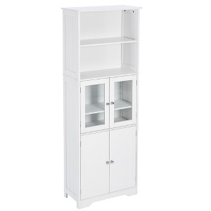 Rbied 22.60 in. W x 11.20 in. D x 64.00 in. H White MDF Freestanding Storage Cabinet Linen Cabinet with Adjustable Shelves - 1 of 4
