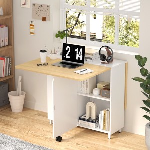 Besiost Folding Dining Table with Drawers and Cabinets - 1 of 4