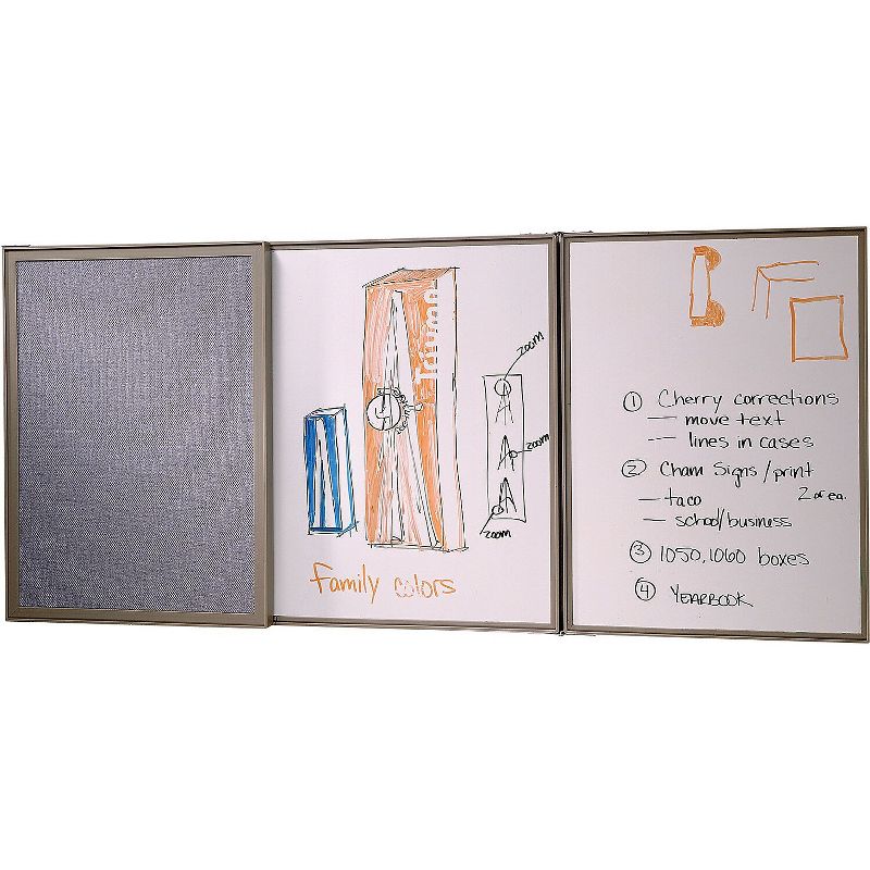 Ghent VisuALL PC Whiteboard Cabinet Fabric Bulletin Board Exterior Doors Gray GHE41302, 2 of 8