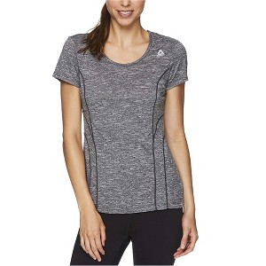 Reebok Womens Varigated Heathered Basic T-Shirt, Black, X-Small - 1 of 3