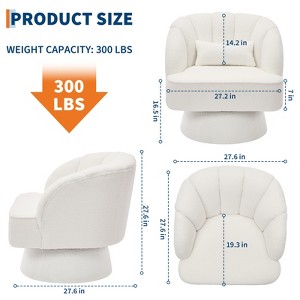 Swivel barrel armchair, 360 degree velvet upholstered armchair with striped backrest, ergonomic design, suitable for living room bedroom backyard etc - 1 of 4