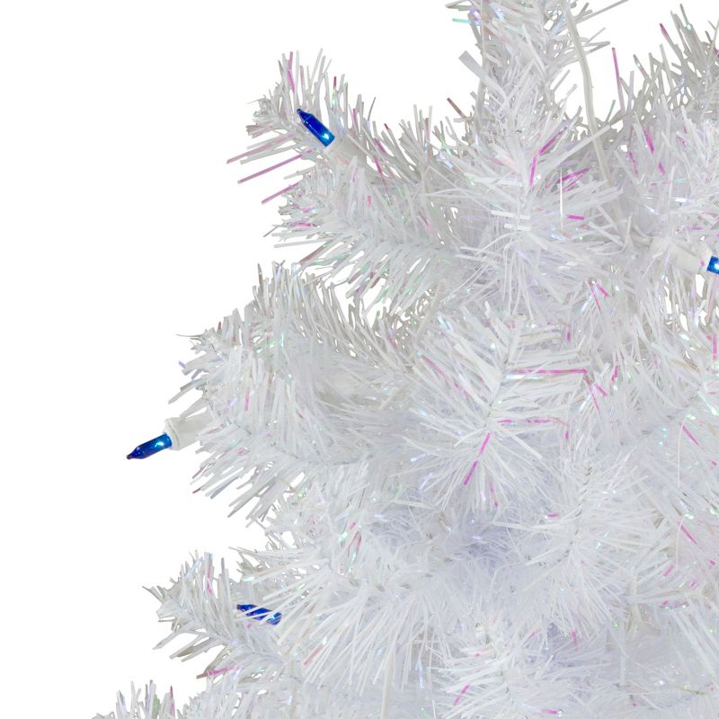 Northlight 3' Prelit Artificial Christmas Tree White Pine Slim - Blue Lights, 5 of 7