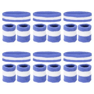 Unique Bargains Terry Cloth Sports Athletic Gym Working Out Headband Wristband Sweatband 6 Sets - 1 of 4