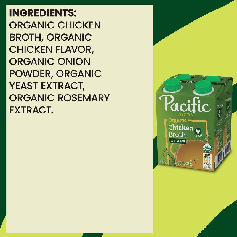 Pacific Foods Gluten Free Organic Low Sodium Free Range Chicken Broth - 32 fl oz/4ct, 4 of 11