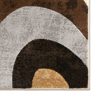 Tribeca Brown and Grey Abstract Round Tufted Area Rug
