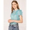 INSPIRE CHIC Women's Tulip Sleeve Choker Neck Plaid Blouse - 2 of 4