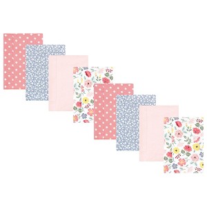 Hudson Baby Girls Cotton Poly Flannel Burp Cloths 8-Pack, One Size - 1 of 4