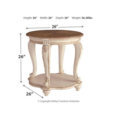 Antiqued Two-Tone Mirrored Storage Round End Table