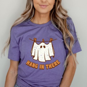 Simply Sage Market Hang In There Ghost Short Sleeve Tee - S - Grape - 1 of 4
