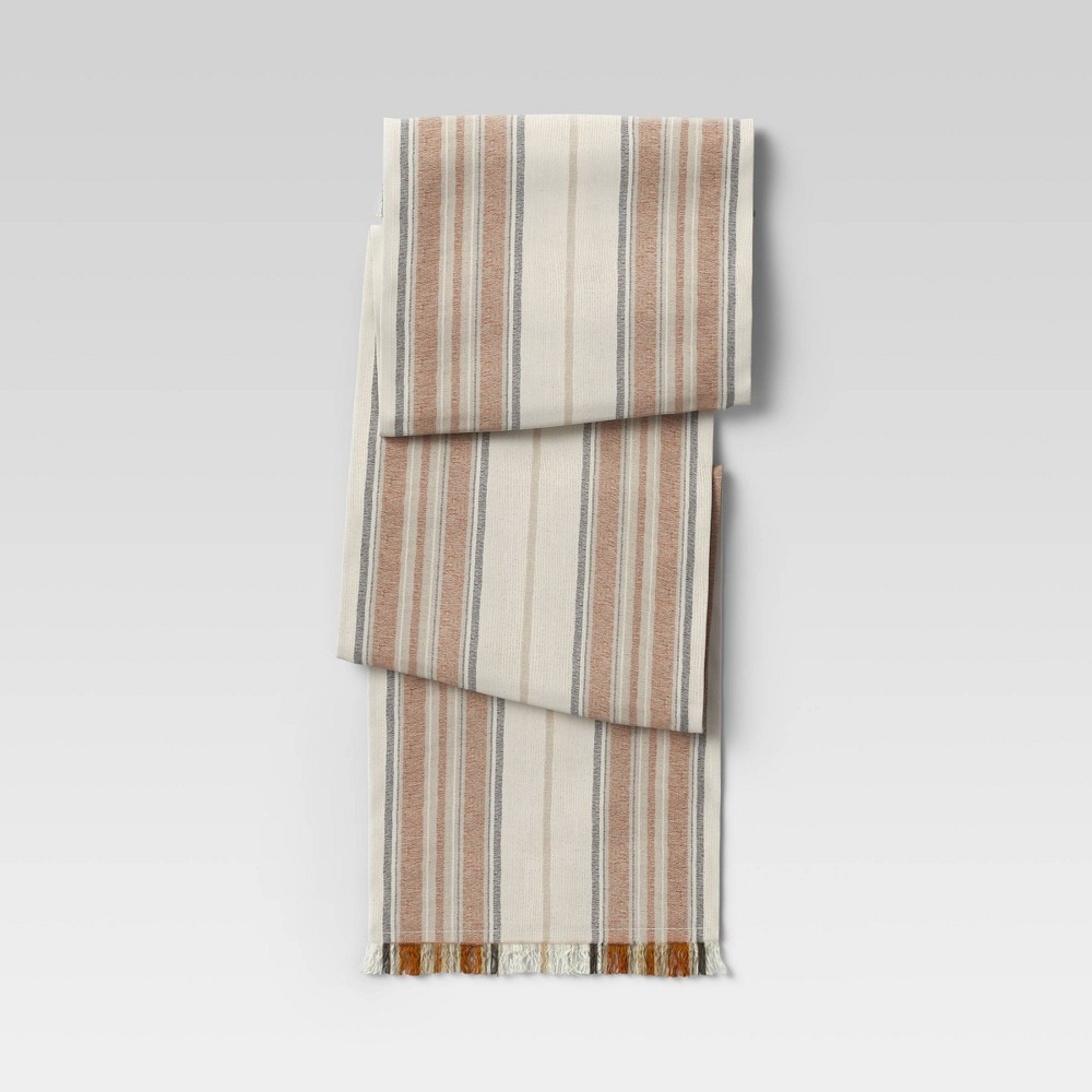Photos - Tablecloth / Napkin 72" x 14" Cotton Striped Table Runner Orange - Threshold™