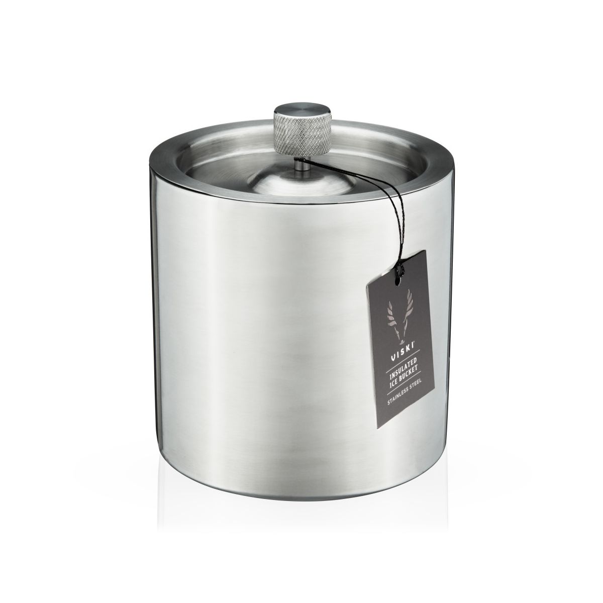 Viski Harrison Double Walled Insulated Stainless Steel Ice Bucket with Lid for Wine and Champagne, Home Bar Gifts for Men and Women, 2L, Silver - thumbnail 8