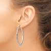 Black Bow Jewelry 3mm x 60mm 14k White Gold Textured Round Hoop Earrings - 3 of 4