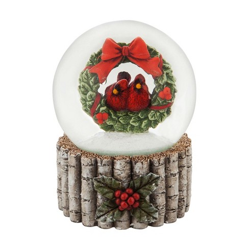 Evergreen Beautiful Christmas Cardinal And Wreath Water Globe Table Top ...