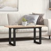 vidaXL Coffee Table - o-Frame Solid Pine/Steel, Rectangular, Modern Lounge/Office Furniture, Brown 39.4"x19.7"x17.9" - 2 of 4