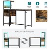 GDFStudio Corina Modern Reversible Computer Desk with 1 Drawer, LED Lights, Power Outlet and Storage Shelves - 4 of 4