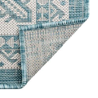 Aqua Medallion 9' x 12' Reversible Outdoor Rug