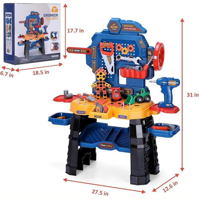 Whizmax Kids Tool Bench, Toy Work Bench with Realistic Construction Tool Set and Accessories, Birthday Gift for Boys Girls Age 3-5, 3 of 8