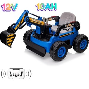 Jojoka 12V Ride On Excavator for Kids with Remote Control, Realistic Electric Digging Arm, 4WD, Music,Lights, Electric Car Toy for Boys Girls - 1 of 4