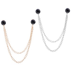 Unique Bargains Women Men Clothes Dress Round Rhinestone Tassel Chain Brooch Pins 2 Pcs - 1 of 4