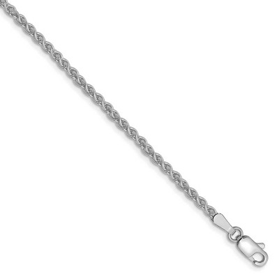 Black Bow Jewelry 2mm, 14k White Gold, Solid Spiga Chain Anklet or Bracelet