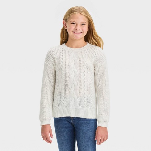 J.Jill Crochet look, Open knit cream colored long sleeve sweater