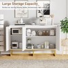 47" Modern Sideboard Buffet Credenza w/ Wood Accent, Herringbone Doors & Shelf for Dining Living Room Entryway - 3 of 4