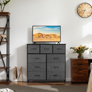 MAYEERTY Fabric Dresser with 9 Drawers for Storage and Organization, 39.4in Chest of Dresser, Gray - 1 of 4