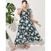 Clearlove Women's Summer Plus Size Dress Ruffle Cap Sleeveless V Neck Side Split Long Beach Maxi Dress - 2 of 4