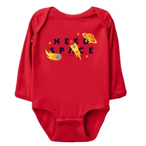 The Juniper Shop SmileyWorld Need Space Long Sleeve Bodysuit - NB - Red - 1 of 4