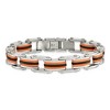 Black Bow Jewelry Men's Stainless Steel Orange and Black Rubber Bracelet - 8.75 Inch - image 3 of 4