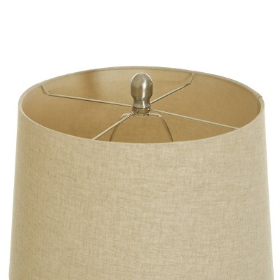 Turquoise Ceramic Table Lamp with Beige Linen Shade