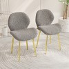 Set of 2 Modern Upholstered Dining Chairs with Gold Metal Legs, Cozy Side Chairs in Teddy Fabric for Kitchen or Dining Room–The Pop Home - 2 of 4
