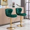 QingMoon Height Adjustable Swivel Barstools, Velvet Tufted Counter Chairs Set of 2 with Chrome Footrest and Base for Kitchen Island, Pub and Cafe - 2 of 4