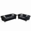 3+2 Chesterfield Velvet Sofa with Roll Arm & Nailhead, Mid-Century Modern - 4 of 4