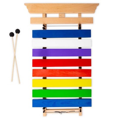 HearthSong Jumbo 3-Foot Colorful Wooden Chime Xylophone and Mallets