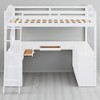 Full Size Wooden Loft Bed with U-Shaped Desk, Drawers, Storage Compartments, and Tri-Fold Mirror - 3 of 4