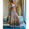 Women's High - Waisted Elastic Waist Maxi Skirt, Loose Floral Print Long Skirt for Casual Wear - 2 of 4