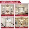 Rennnsan Fermon 30" W 6 -Light Milk Glass Dimmable Contemporary Sputnik Chandelier in Brass & Matte Black - 3 of 4