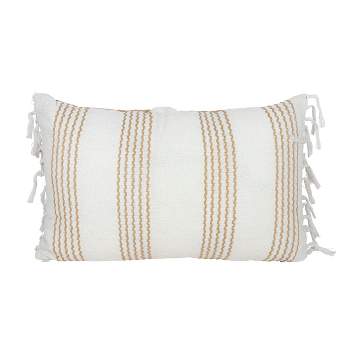 14X22 Inch Hand Woven Pillow Tan Cotton With Polyester Fill - Foreside Home & Garden