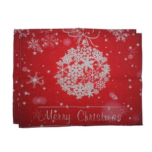 Unique Bargains Christmas Place Mats Linen Red White 13" x 17.7" 2 Pcs - 1 of 4