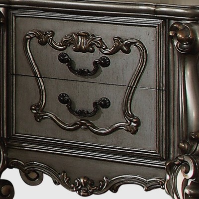 Antique Platinum 2-Drawer Nightstand with Scrolled Legs