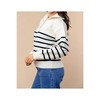 Women's Striped 1/4 Zip Sweater - White Birch - 3 of 4