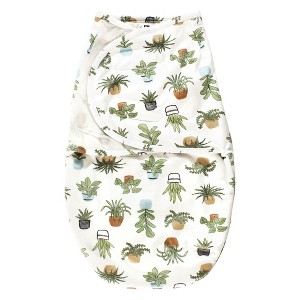 Hudson Baby Infant Boys Plush Faux Fur Swaddle Wrap, Plants, 0-3 Months - 1 of 2