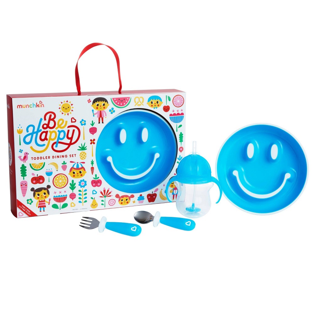 UPC 735282179082 product image for Munchkin Be Happy Toddler Dining Set - Blue - 4ct | upcitemdb.com