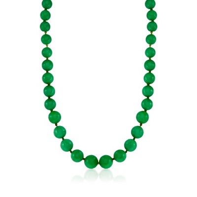 Ross-Simons 7-14mm Jade Graduated Bead Necklace With 14kt Yellow Gold