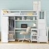 Twin Size Metal Loft Bed with Stepped Stairs, Desk and 5-layer Shelf - 3 of 4
