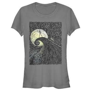 Juniors Womens The Nightmare Before Christmas Jack Skellington Spiral Hill Painting T-Shirt