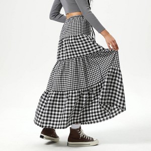 Women's Elastic Waistband Maxi Skirt - Wild Fable™ Black Gingham - 1 of 4