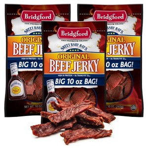 Bridgford Sweet Baby Ray’s Beef Jerky Original 10 oz  - High Protein Healthy Ready-to-Eat Beef Jerky for Your Dietary Preferences - 1 of 4